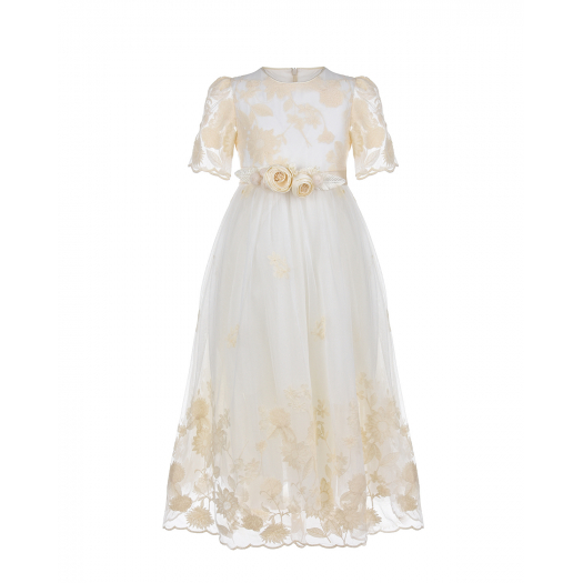 Кремовое платье с цветочным декором Eirene | Фото 1