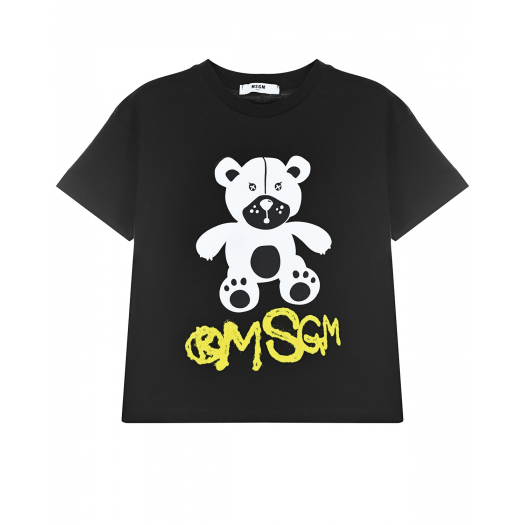 Черная футболка с принтом &quot;медвежонок&quot; MSGM | Фото 1