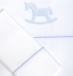 Постельное белье «Коняшки», белый сатин с вышивкой голубовато-сиреневого цвета A&A Baby Glam | Фото 1
