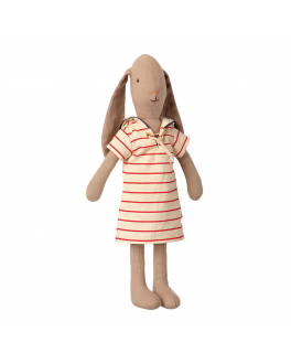 Мягкая игрушка Заяц, размер 2, в полосатом платье Maileg , арт. 16-1200-00 | Фото 1