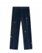 Вельветовые брюки с вышивкой, синие Dsquared2 | Фото 1