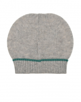 Серая кашемировая шапка с зеленой полосой Tomax Серый, арт. 22AIC804CU С106 | Фото 2