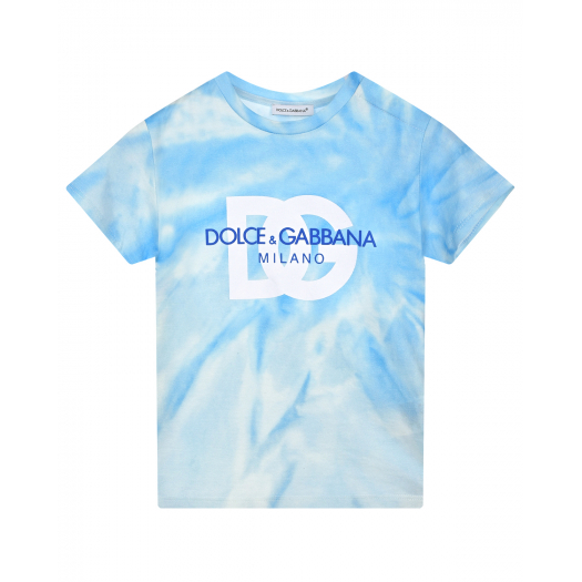 Голубая футболка с принтом &quot;tie-dye&quot; Dolce&Gabbana | Фото 1