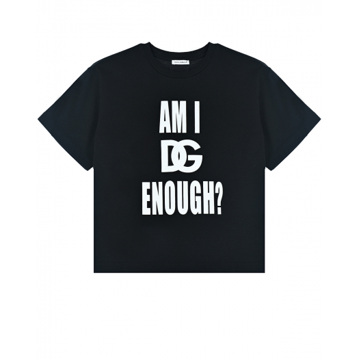 Черная футболка с принтом &quot;am I d&g enough?&quot; Dolce&Gabbana | Фото 1