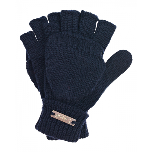 Синие перчатки с откидной варежкой Il Trenino | Фото 1