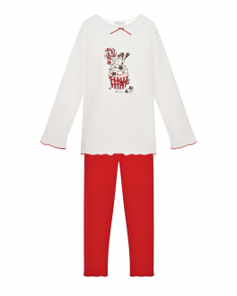Пижама с новогодним принтом Story Loris Белый, арт. 26052 K0 | Фото 1