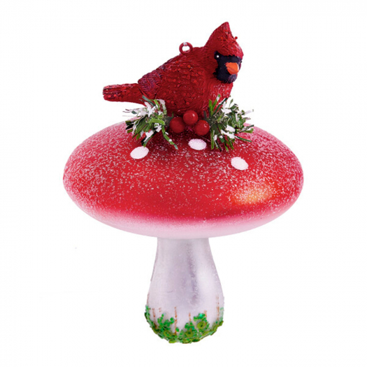 Подвеска &quot;Красный кардинал на грибочке&quot;, 9х9х13 см Holiday Classics | Фото 1