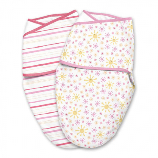 Конверт на липучке LuxeWhisper Quiet, размер S/M, 2 шт., розовые/желтые полоски, солнышко Summer Infant | Фото 1