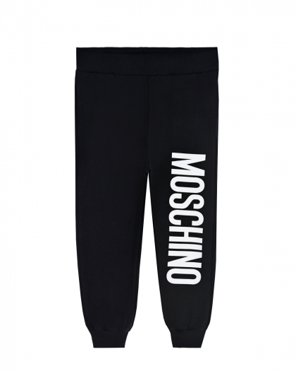 Спортивные брюки черного цвета с вертикальным принтом Moschino | Фото 1
