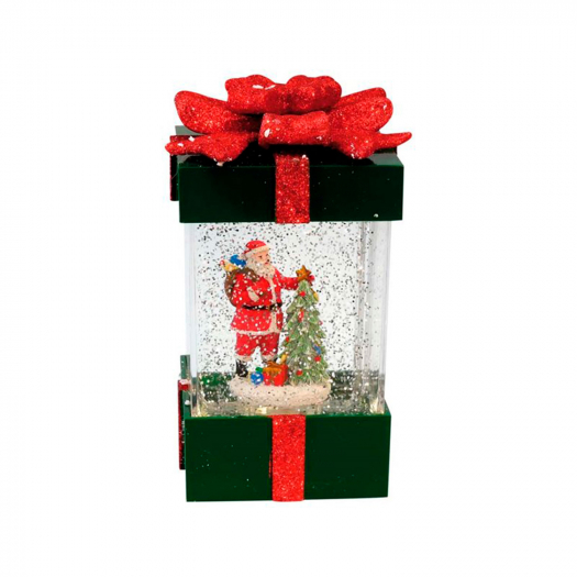 Новогодний сувенир Коробка подарочная с Сантой (свет,звук,анимация), 19 см Musicboxworld | Фото 1