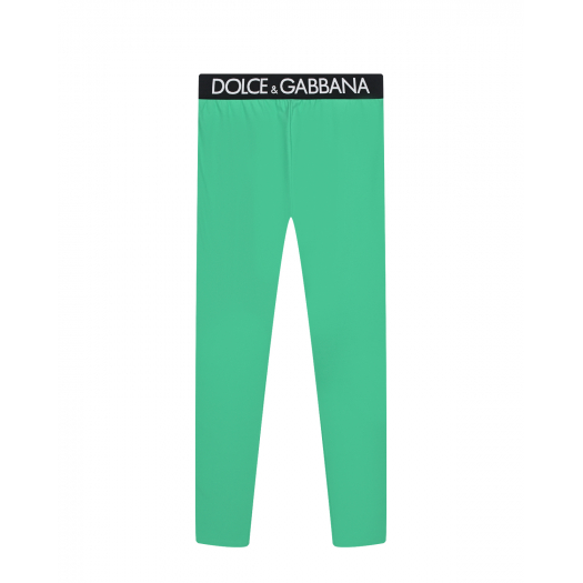 Зеленые леггинсы с лого на поясе Dolce&Gabbana | Фото 1