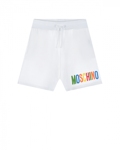 Белые шорты с разноцветным логотипом Moschino | Фото 1