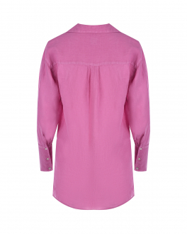 Удлиненная розовая рубашка 120% Lino Розовый, арт. V0W19LU000B317000 V080 | Фото 2