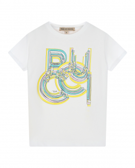 Белая футболка с разноцветным лого Emilio Pucci Белый, арт. 9Q8171 J0019 100 | Фото 1