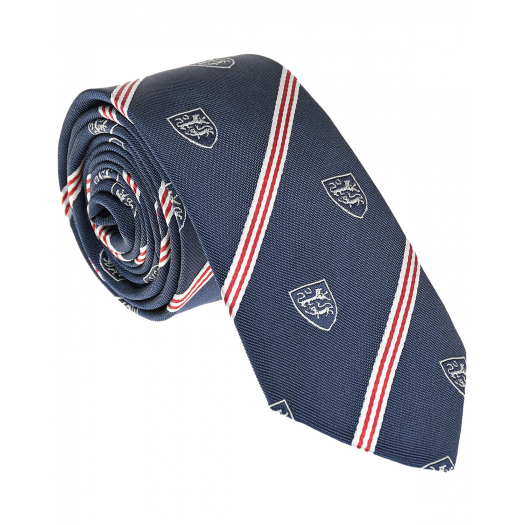 Синий галстук с геральдическим принтом Dal Lago | Фото 1