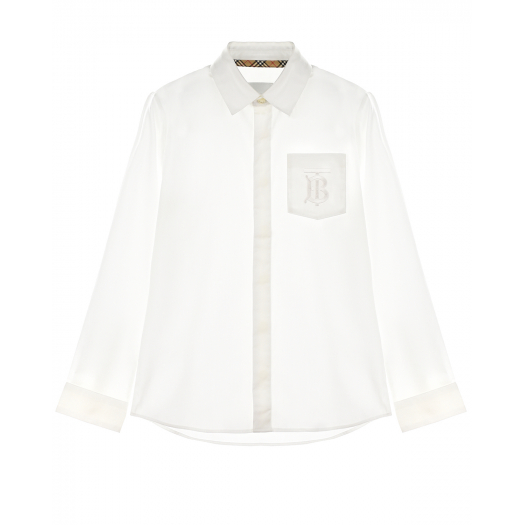 Белая рубашка с вышитой монограммой Burberry | Фото 1
