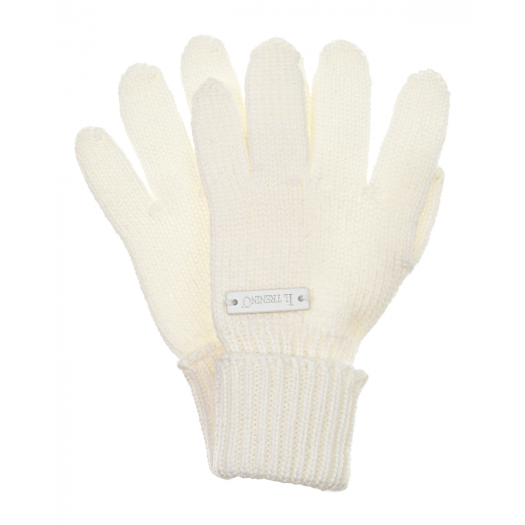 Белые перчатки из шерсти Il Trenino | Фото 1