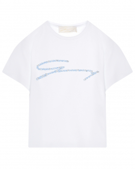 Белая футболка с голубым лого Genny Белый, арт. GFTS007 JE95-BG004 B000 | Фото 1