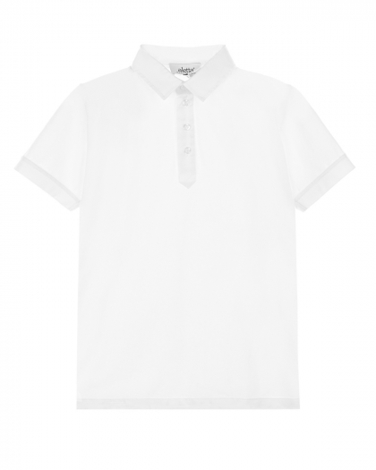 Белая трикотажная футболка-поло Aletta | Фото 1