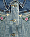 Куртка джинсовая со стразами и цветами Monnalisa | Фото 3