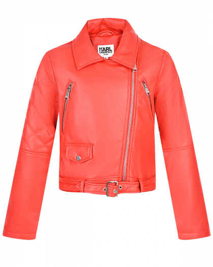 Красная куртка из эко-кожи Karl Lagerfeld kids | Фото 1