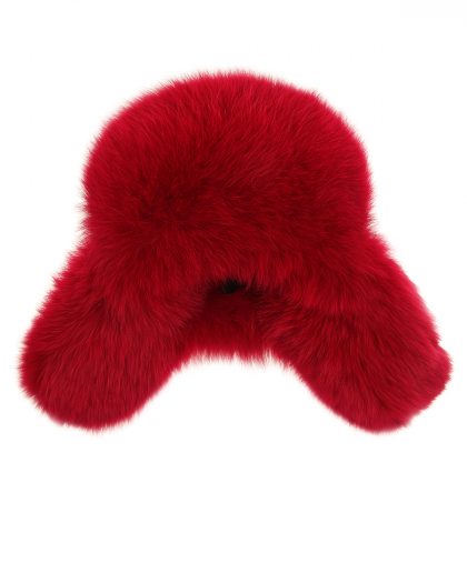 Красная шапка с меховой отделкой Yves Salomon | Фото 1