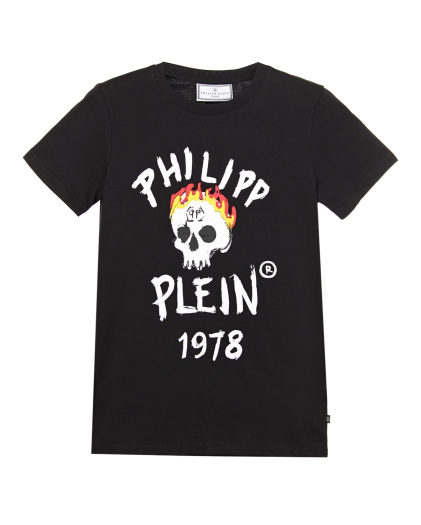 Черная футболка с принтом plein punk Philipp Plein | Фото 1