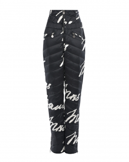 Черные стеганые брюки с белым лого Naumi Черный, арт. 1851OW-0012-OM228 PRINT-MISS-NAUMI-BLACK | Фото 1
