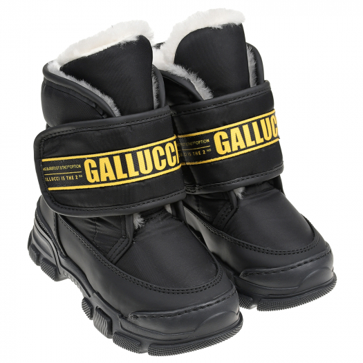 Высокие черные кроссовки с желтым лого Gallucci | Фото 1