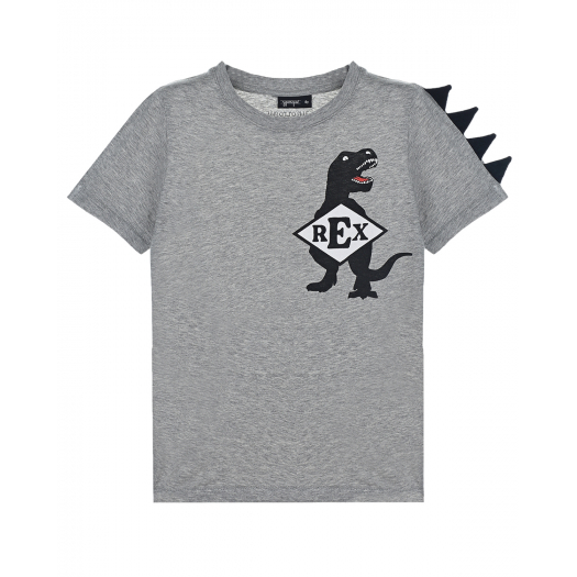 Серая футболка с принтом &quot;динозавр&quot; Yporque | Фото 1