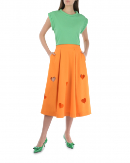 Оранжевая юбка с декором &quot;сердца&quot; MSGM Оранжевый, арт. 3241MDD24 227106 PAPAYA 10 | Фото 2
