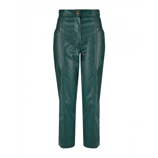 Зеленые брюки из эко-кожи  | Фото 1