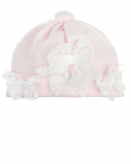 Розовая шапка с кружевными бантами Aletta Розовый, арт. RA210004-15FL P625 | Фото 1