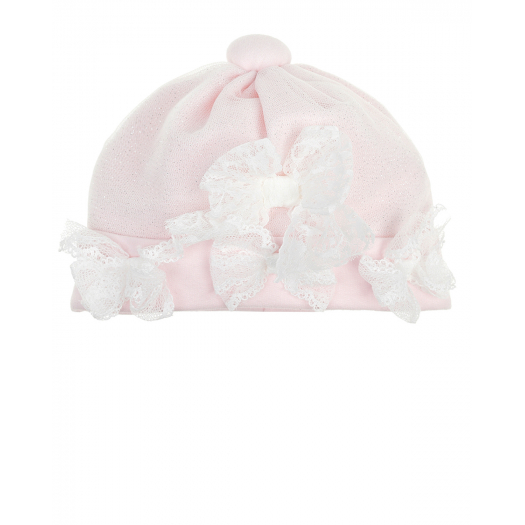 Розовая шапка с кружевными бантами Aletta | Фото 1