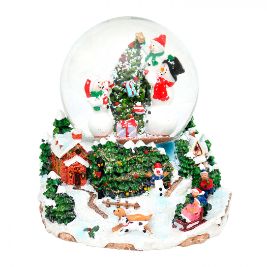 Шар cнежный &quot; Санта с рождественской елкой&quot;, 15x14x14 см, d 10 см SIGRO Collection | Фото 1