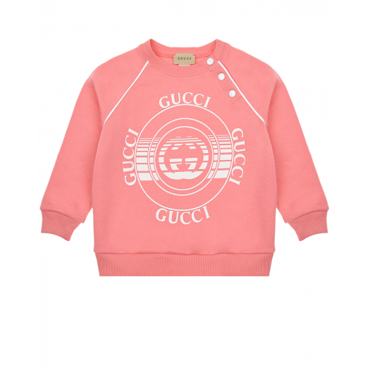 Розовый свитшот с белым логотипом GUCCI | Фото 1