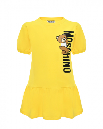 Платье с вертикальным лого, желтое Moschino | Фото 1