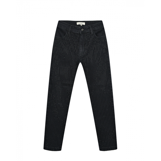 Черные джинсы со стразами в тон TWINSET | Фото 1