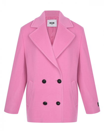Двубортное пальто, розовое MSGM | Фото 1