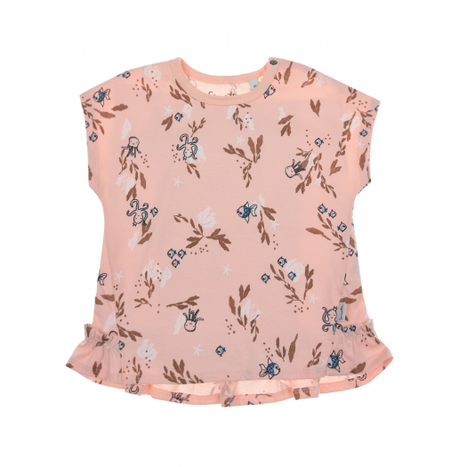 Розовая футболка с морскими мотивами Sanetta Kidswear | Фото 1