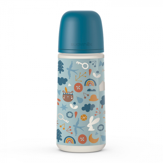 Бутылка 360 мл с мягкой физиологической силиконовой соской, голубой Suavinex | Фото 1