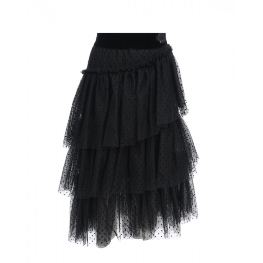Черная юбка из тюля в горошек Monnalisa | Фото 1