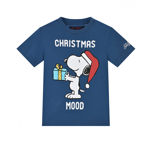 Синяя футболка с принтом &quot;christmas mood&quot; Saint Barth | Фото 1