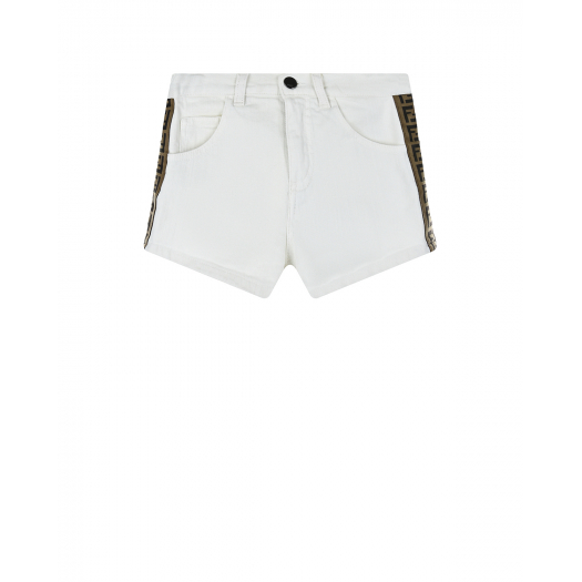 Белые шорты с брендированными лампасами Fendi | Фото 1