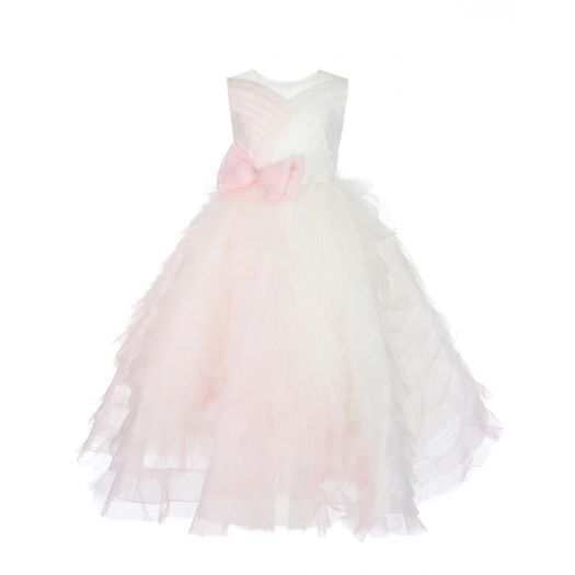 Бело-розовое платье с драпировкой Sasha Kim | Фото 1