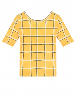 Желтая футболка в клетку Mini Rodini Желтый, арт. 22220130 23 | Фото 1