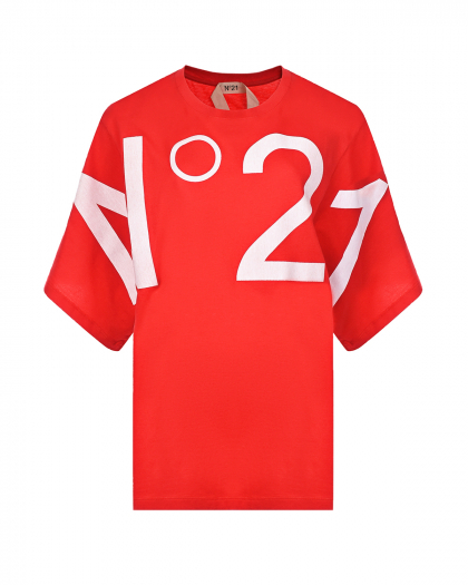 Красная футболка с белым логотипом No. 21 | Фото 1