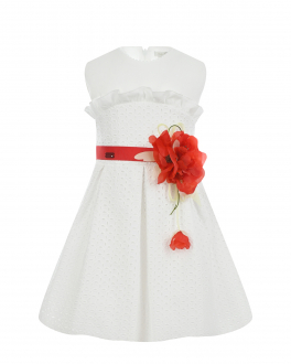 Белое платье с красным поясом Baby A Белый, арт. H2510 218 | Фото 1