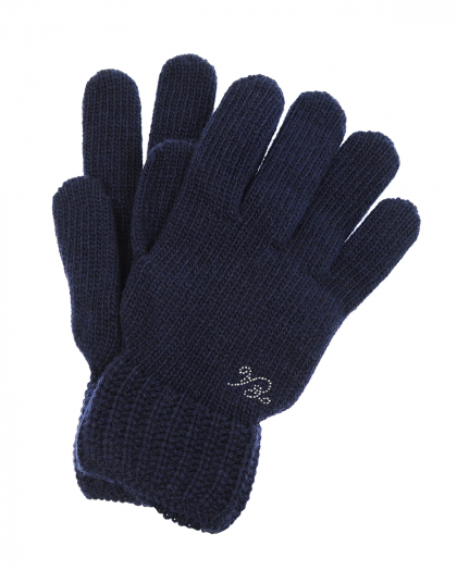 Темно-синие вязаные перчатки Emporio Armani | Фото 1