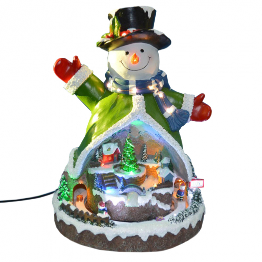 Новогодний сувенир &quot;Снеговик&quot; внутри анимация, адаптер LED, 29x28x40 см Timstor | Фото 1